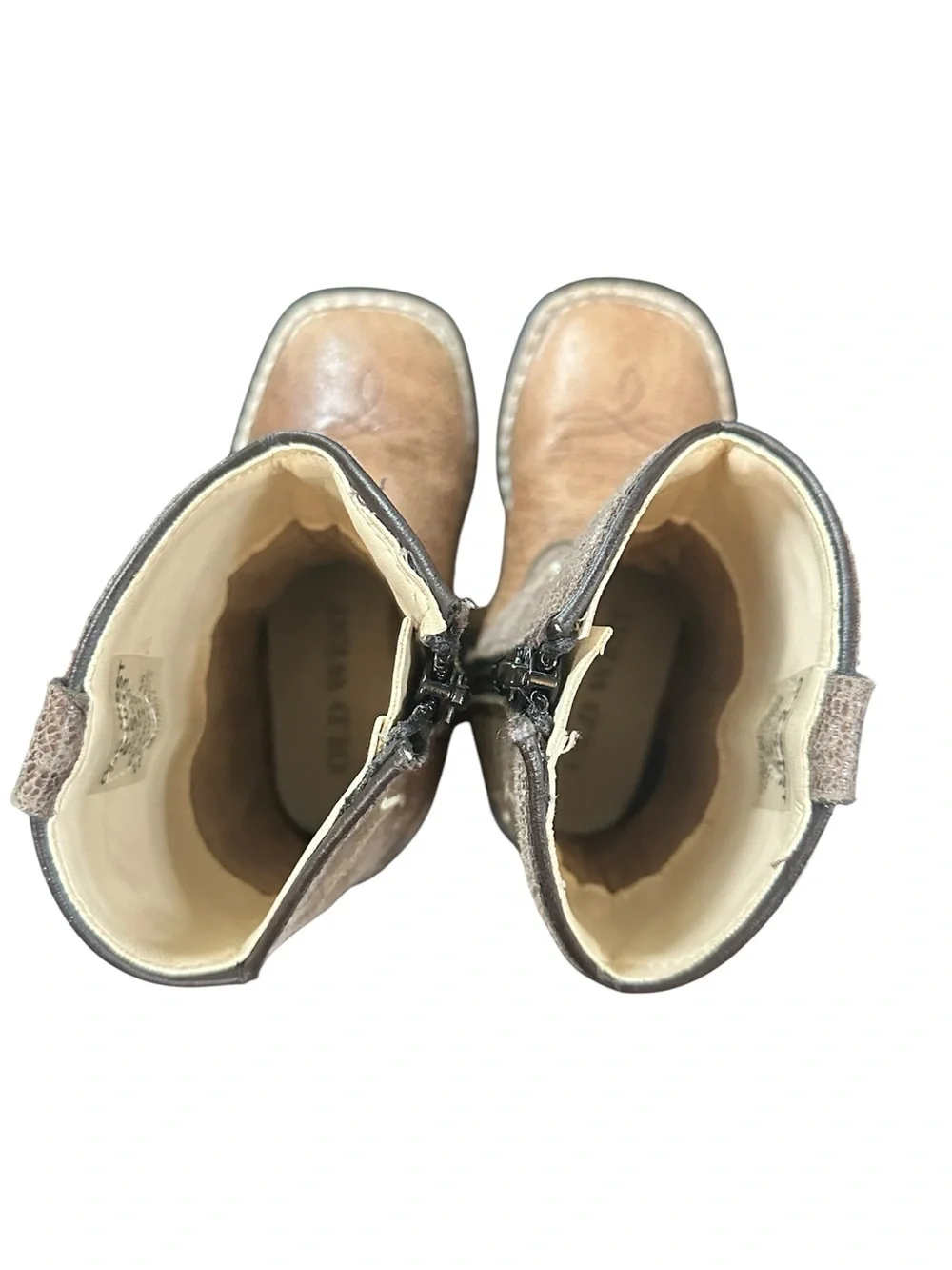 Jama Old West - Child/Toddler - Crackle Brown Cowboy Boots VB1013 Size 6.5-D